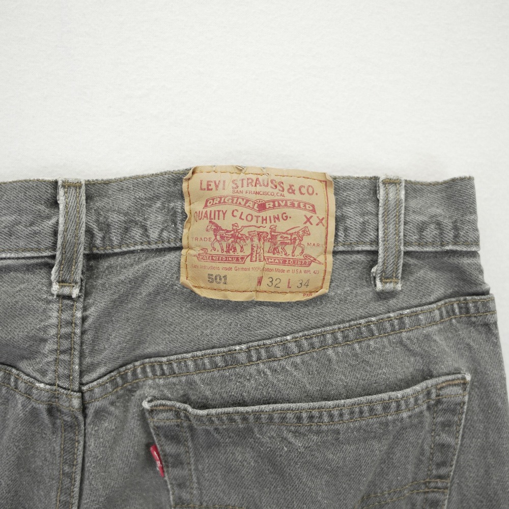 Levis 501 VTG 1993 Original Grey‎ Denim Jeans Mens 32x34 Straight Leg Button Fly - Picture 12 of 15